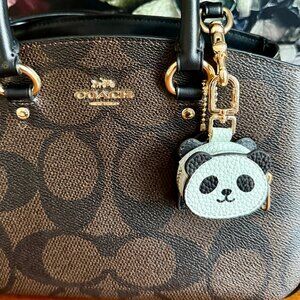NEW Panda Mini Coin Purse Bag Charms Keychain White with Black accents